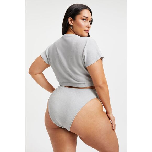 Good American Sparkle Crop Cover-Up Tee in Silver XL NWT - Picture 10 of 10